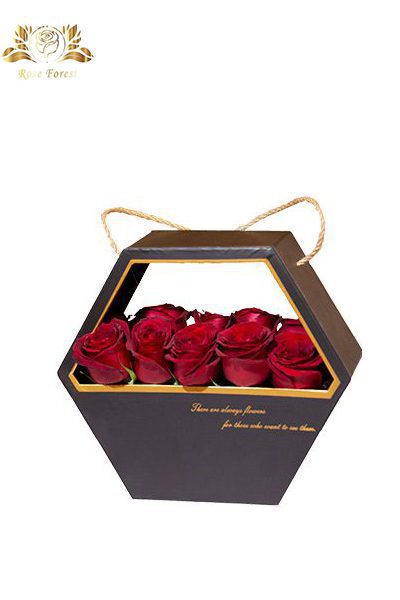 خرید باکس جعبه ای گل رز قرمز السا