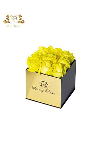 خرید باکس گل رز زرد طلا